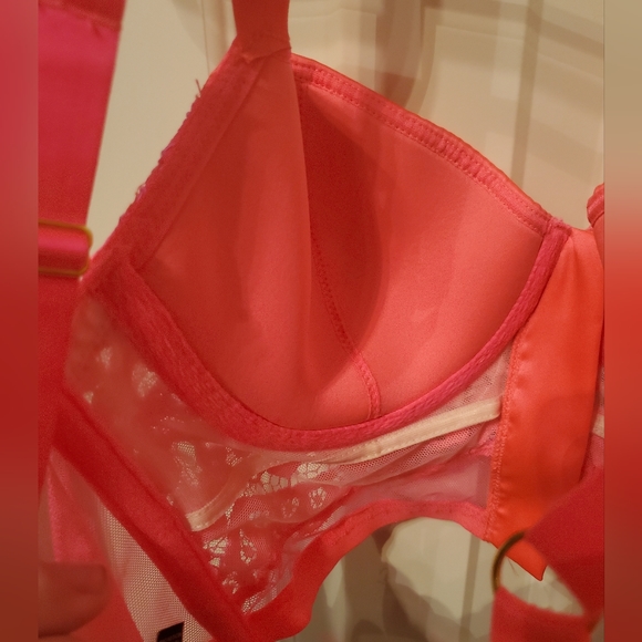 Victoria's Secret Hot Pink Lined Demi Lace Bustier Bra Size 34C - Picture 8 of 8
